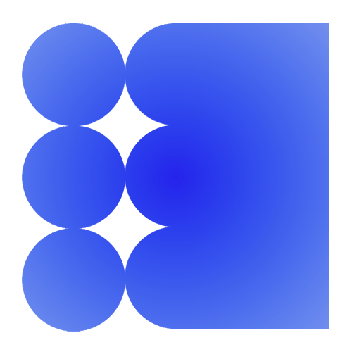 
This image features a pattern of blue circles arranged in a half-grid, with a larger, solid blue block filling the right side. The gradient effect from dark to light blue adds depth and a sense of progression. This design can symbolize "Research and Development" through the contrast between the structured circular forms and the larger block. The circles represent initial ideas or hypotheses, while the solid block symbolizes the result of focused exploration, where knowledge accumulates into a cohesive output. The asymmetry conveys the experimental and evolving nature of research, where exploration leads to consolidated innovation.